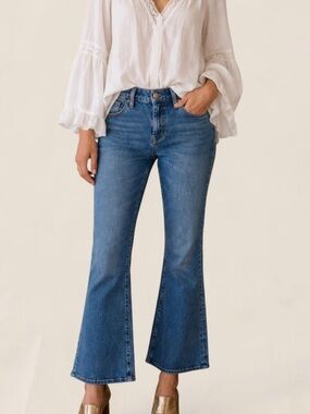 M.i.h Jeans Lou Cropped Flare Blue Fade 70s Denim Size 30 boho